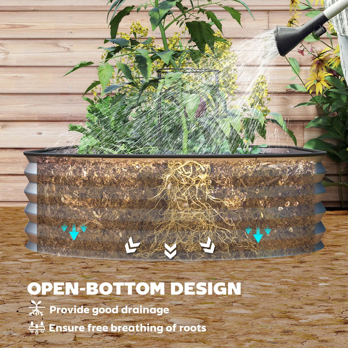 6' x 3' x 1' Galvanized Raised Garden Bed, Metal Plant Stake, Silver Raised Garden Beds at Gallery Canada