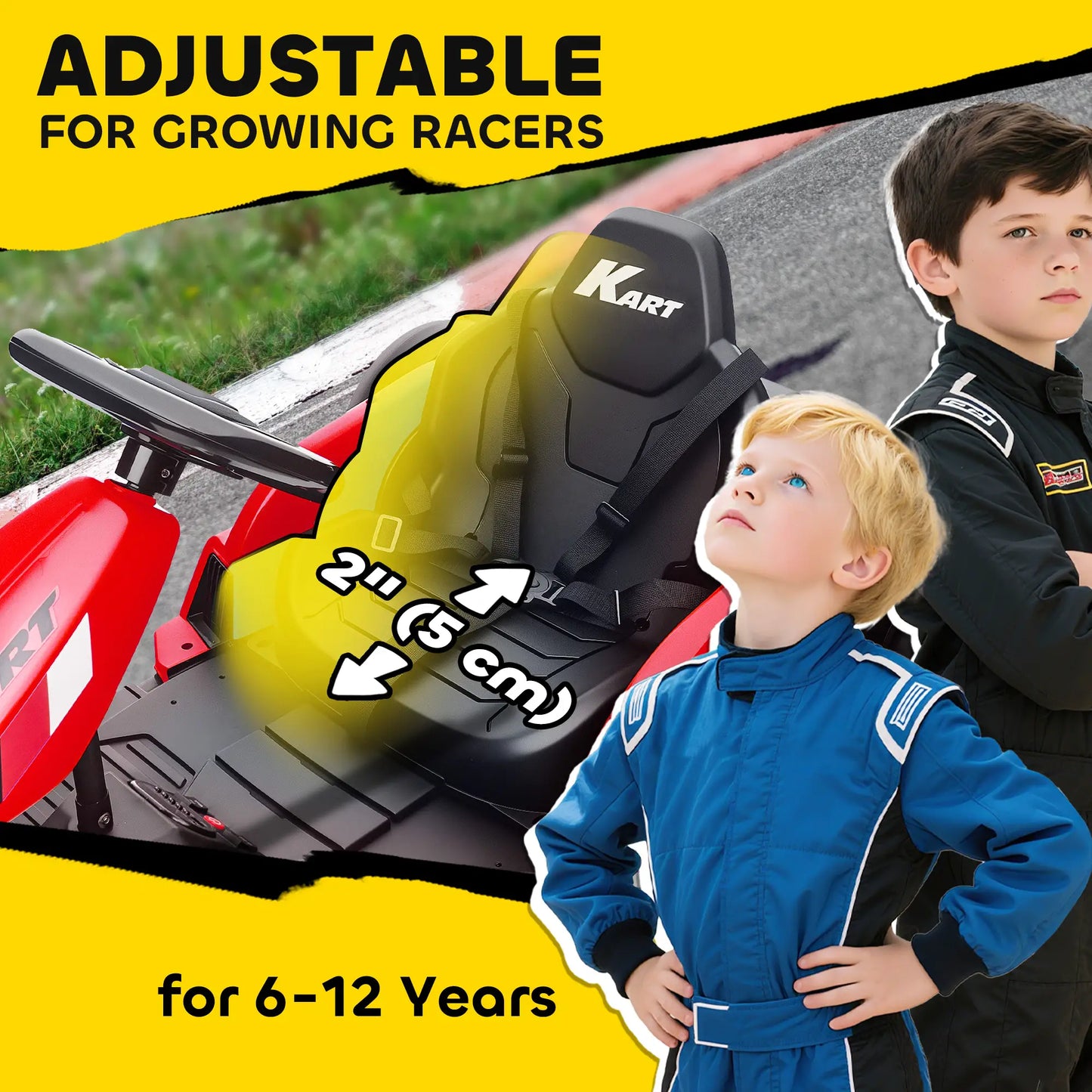 24V Electric Go Kart, Dual 150W Motors, Adjustable Seat, 11.2MPH, Red Electric Ride-On Toys at Gallery Canada