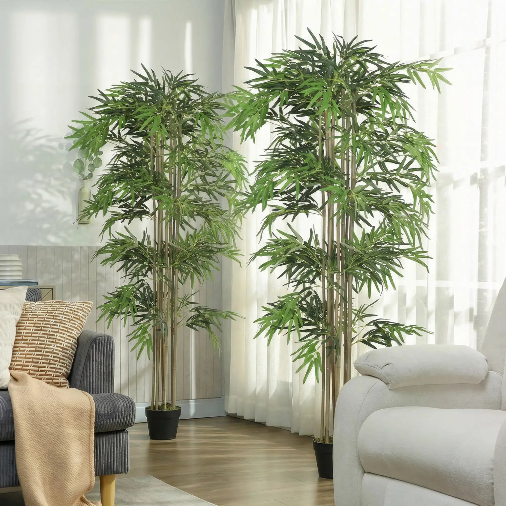 6FT Artificial Bamboo Tree Set Of 2, 1530 Leaves, Green Artificial Trees at Gallery Canada