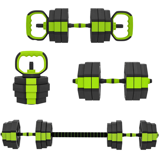 4-in-1 Adjustable Dumbbell Set, 55lbs, Green Dumbbells & Barbells Green at Gallery Canada