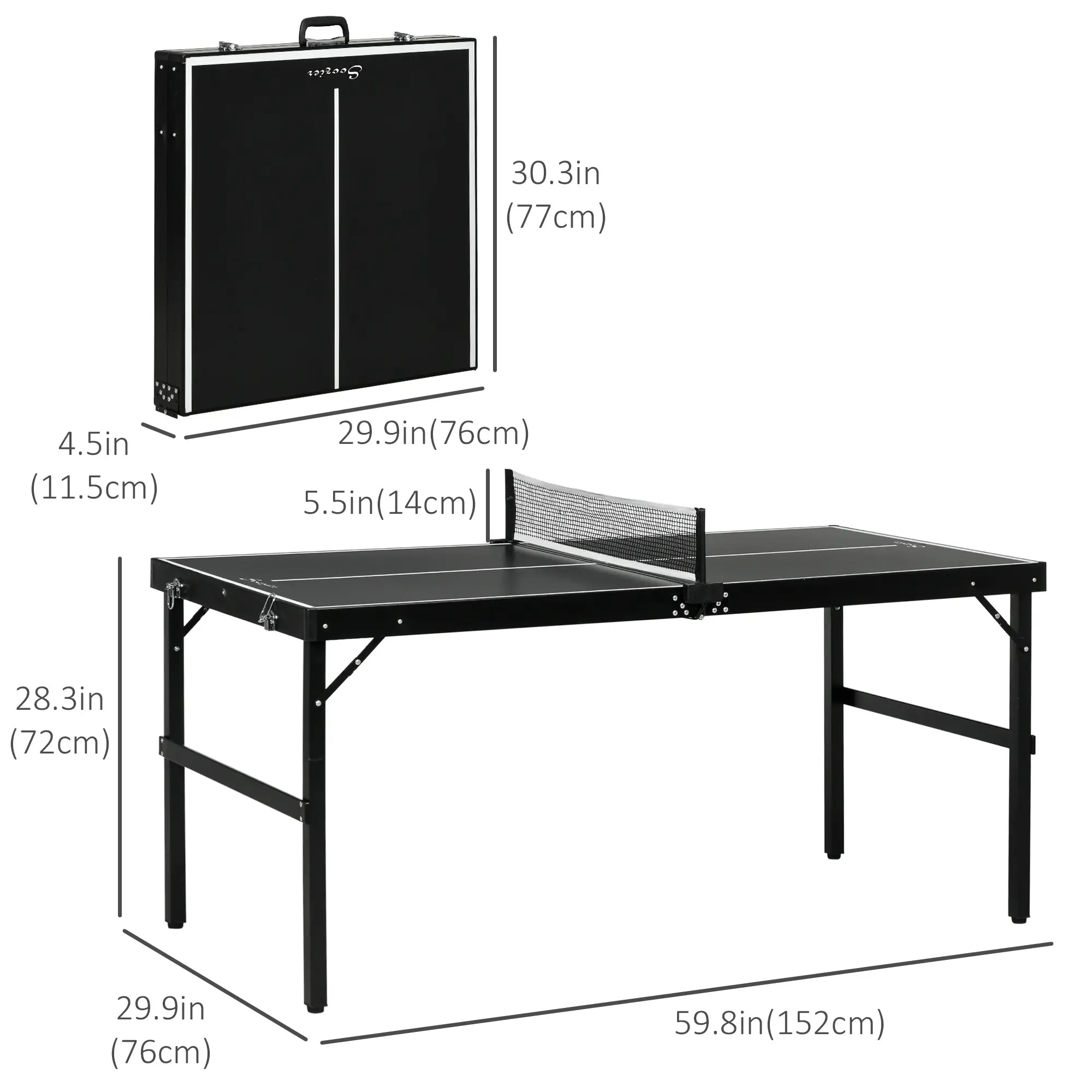 Mini Folding Table Tennis Table, Aluminium Frame, Portable, Black Game Tables at Gallery Canada