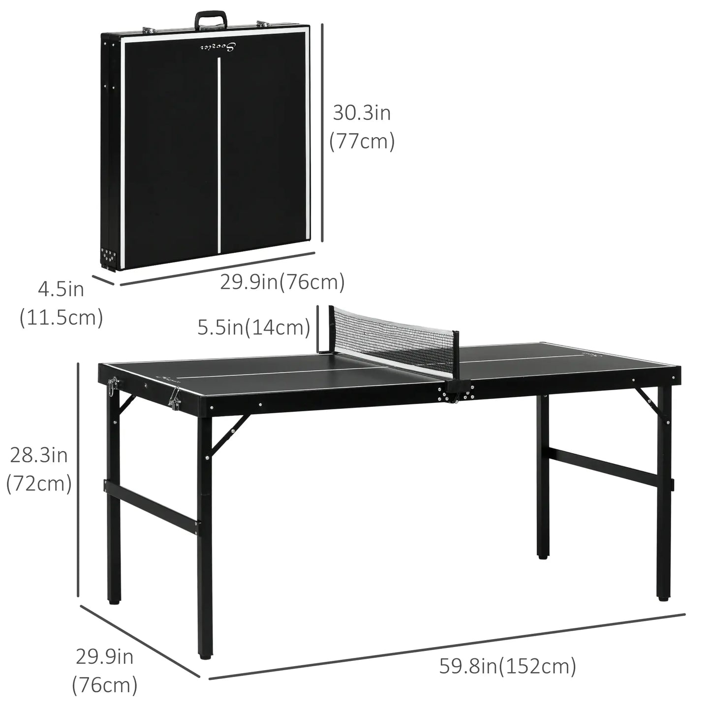 Mini Folding Table Tennis Table, Aluminium Frame, Portable, Black Game Tables at Gallery Canada