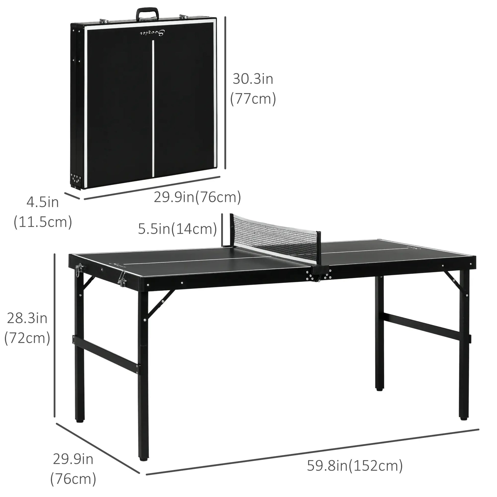 Mini Folding Table Tennis Table, Aluminium Frame, Portable, Black Game Tables at Gallery Canada