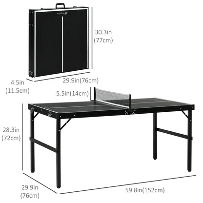 Mini Folding Table Tennis Table, Aluminium Frame, Portable, Black Game Tables at Gallery Canada