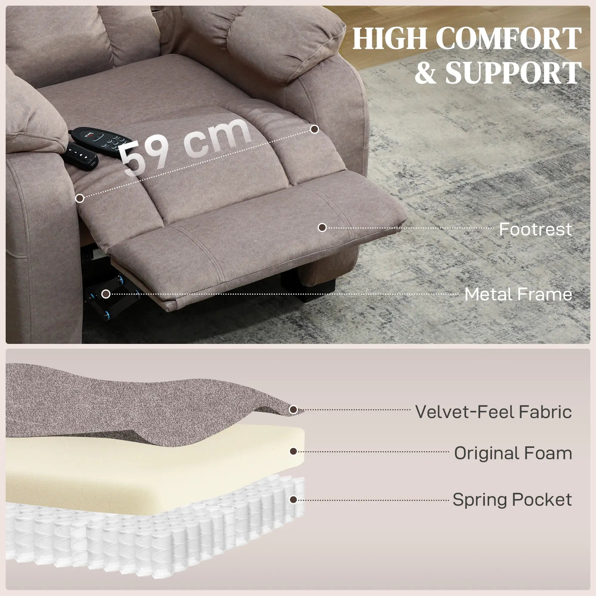 Massage Recliner Chair, Power Recliner, 2 Memory Positions, Brown Single Sofas at Gallery Canada