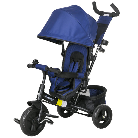6 in 1 Tricycle for Toddlers, Parent-Push Handle, Dark Blue Tricycles for Kids Dark Blue and Black at Gallery Canada