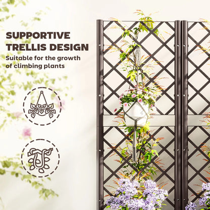 Raised Garden Bed With Trellis, PE Rattan, Drainage Holes, 47" x 16" x 48" Raised Garden Beds at Gallery Canada