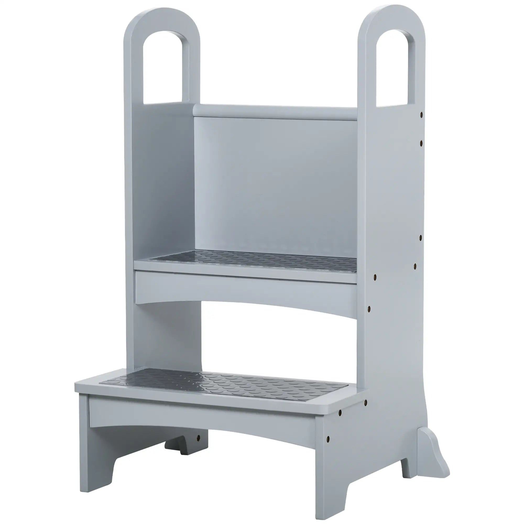 2 Step Stool with Support Handles, Non-Slip Pad, Grey Toddler & Kids Step Stools at Gallery Canada