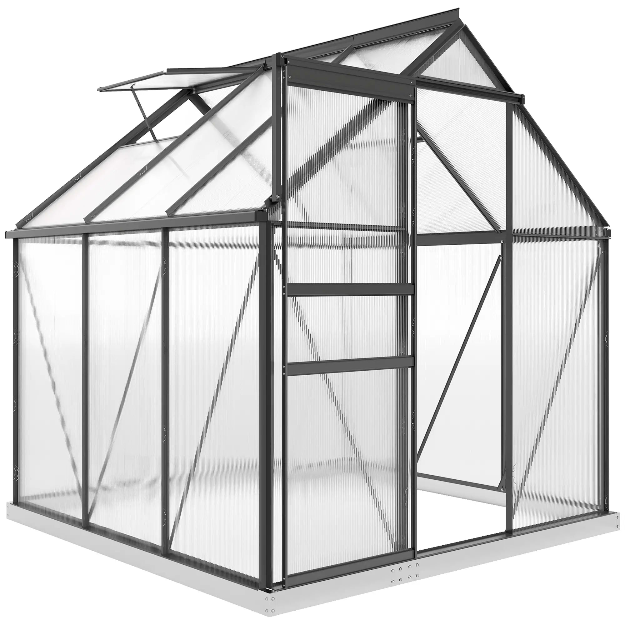 6' x 6' x 6.5' Polycarbonate Greenhouse, Walk-in, Adjustable Roof Vent, Grey Walk In Greenhouses at Gallery Canada