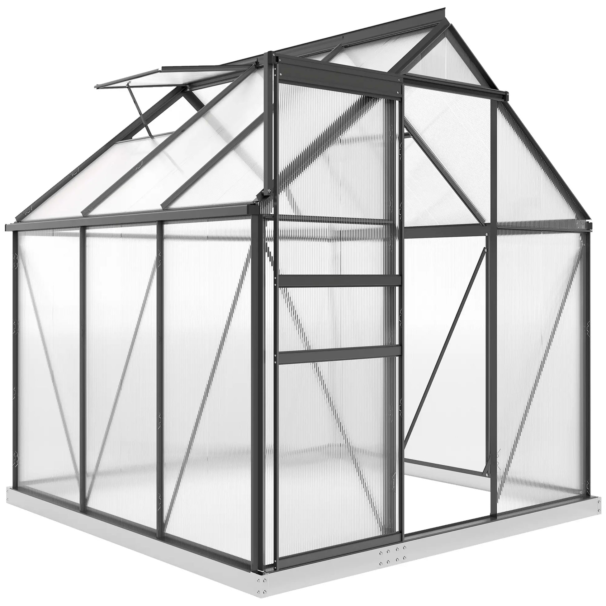 6' x 6' x 6.5' Polycarbonate Greenhouse, Walk-in, Adjustable Roof Vent, Grey Walk In Greenhouses at Gallery Canada