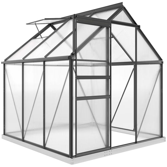 6' x 6' x 6.5' Polycarbonate Greenhouse, Walk-in, Adjustable Roof Vent, Grey Walk In Greenhouses Clear, Grey at Gallery Canada