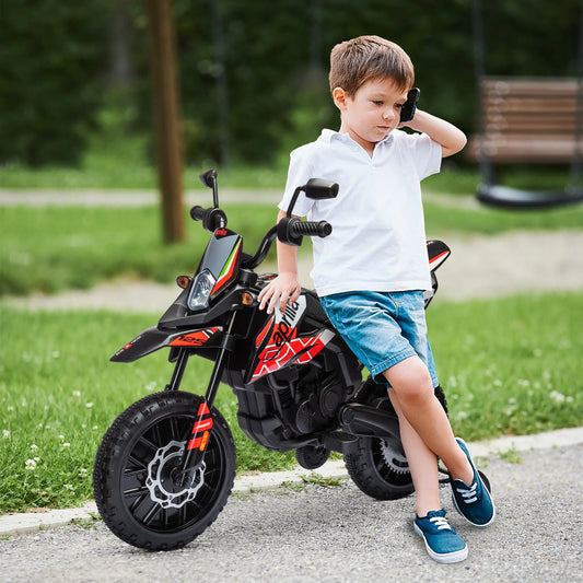 12V Kids Electric Motorcycle, Battery Powered Dirt Bike with Training Wheels, Red Electric Ride On Toys Red at Gallery Canada
