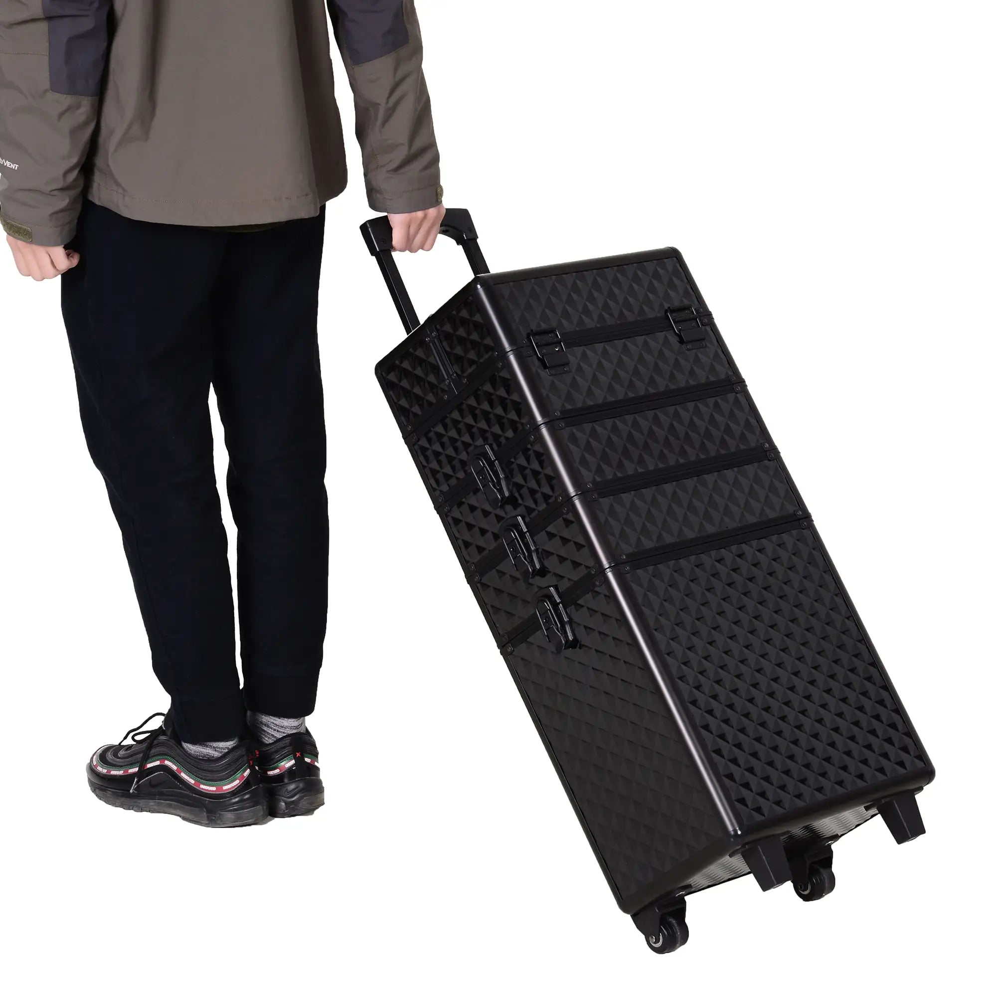 Portable Aluminum Makeup Train Case, 4 in 1, 2 Wheels, Multiple Compartments Makeup Cases at Gallery Canada