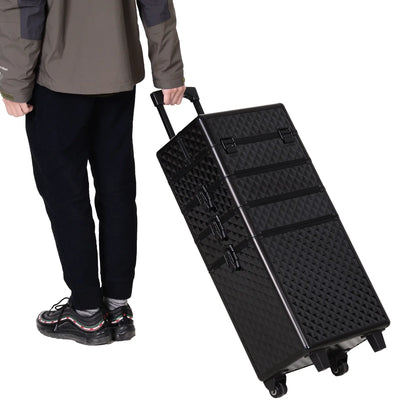 Portable Aluminum Makeup Train Case, 4 in 1, 2 Wheels, Multiple Compartments Makeup Cases at Gallery Canada