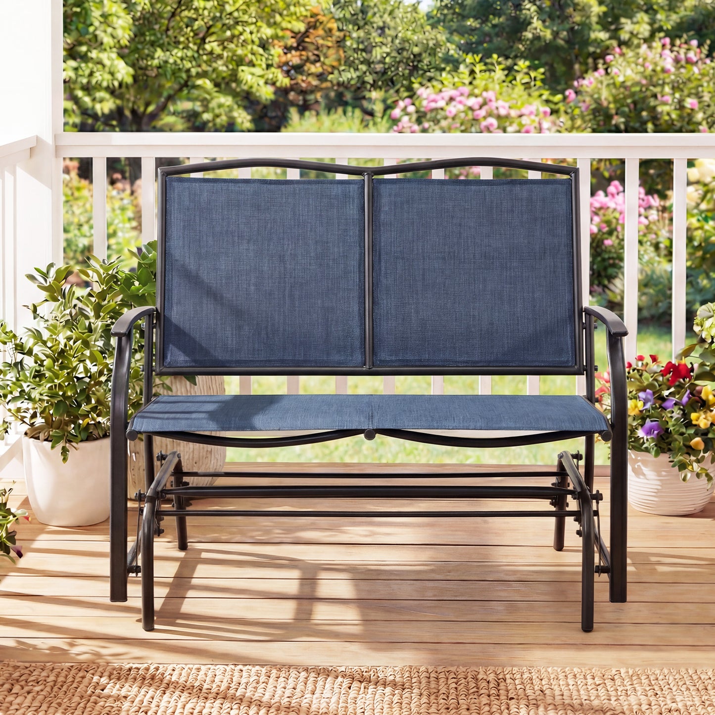 Iron Patio Rocking Chair, Outdoor Backyard Lawn, Navy Patio Rocking Chairs & Gliders at Gallery Canada