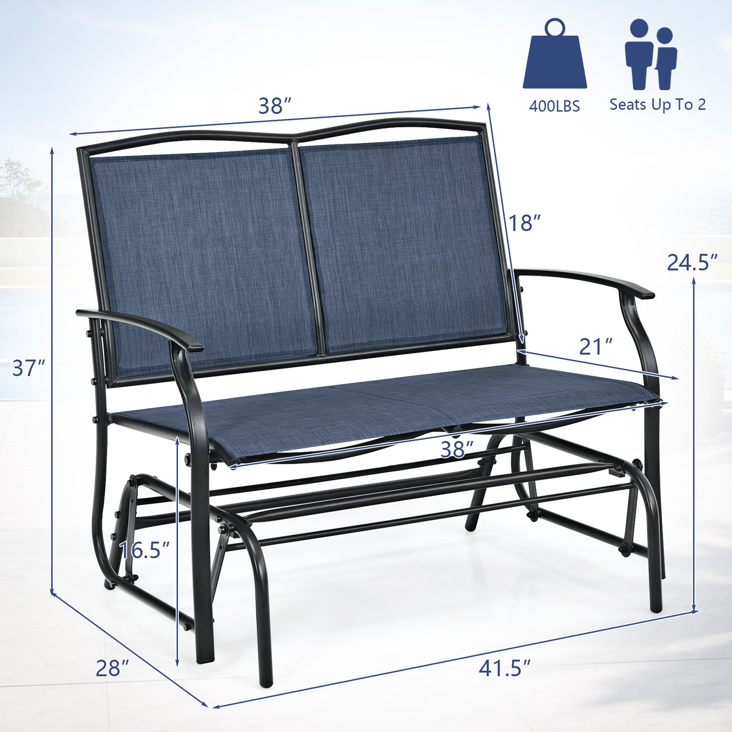 Iron Patio Rocking Chair, Outdoor Backyard Lawn, Navy Patio Rocking Chairs & Gliders at Gallery Canada