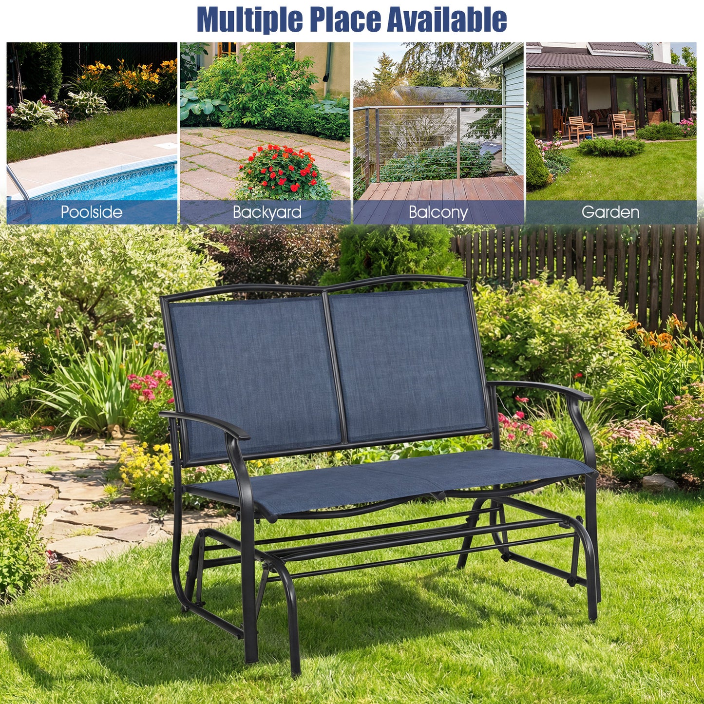 Iron Patio Rocking Chair, Outdoor Backyard Lawn, Navy Patio Rocking Chairs & Gliders at Gallery Canada