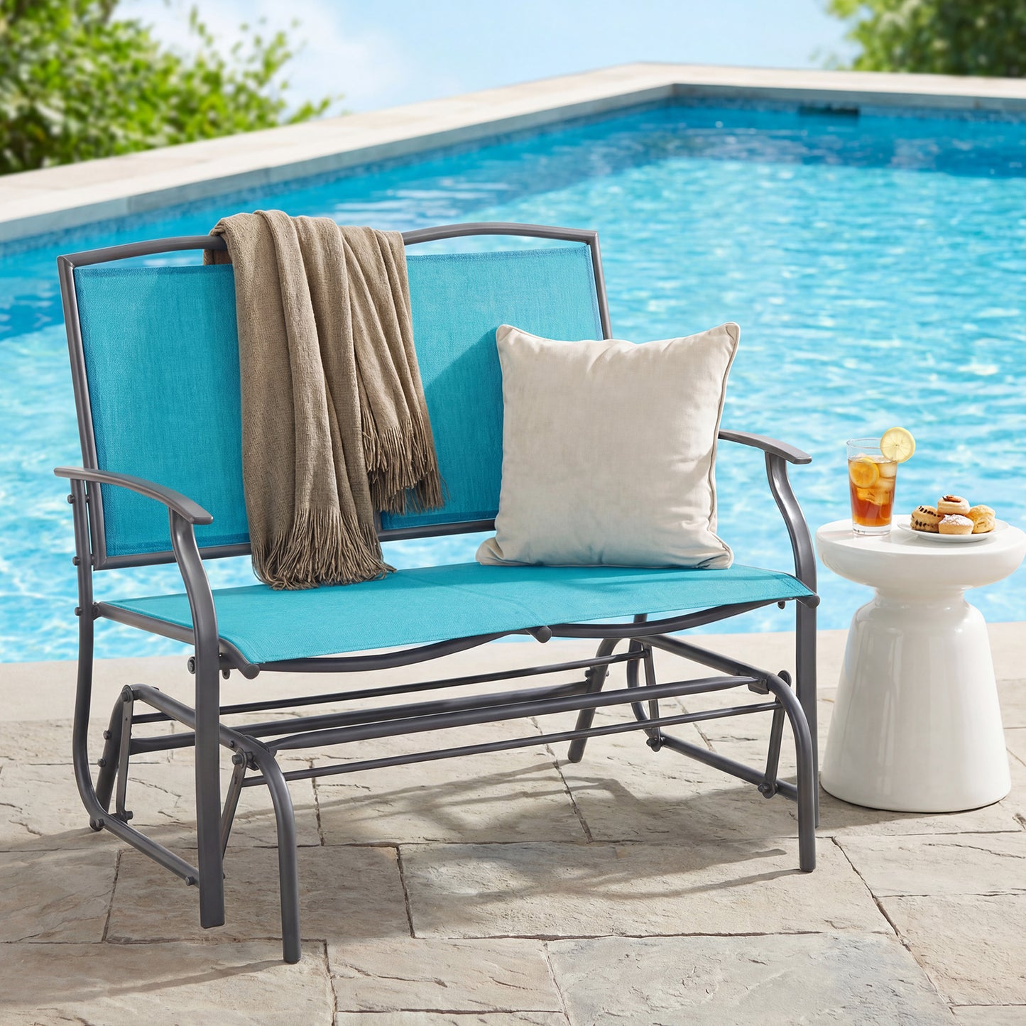 Iron Patio Rocking Chair, Turquoise Patio Rocking Chairs & Gliders at Gallery Canada