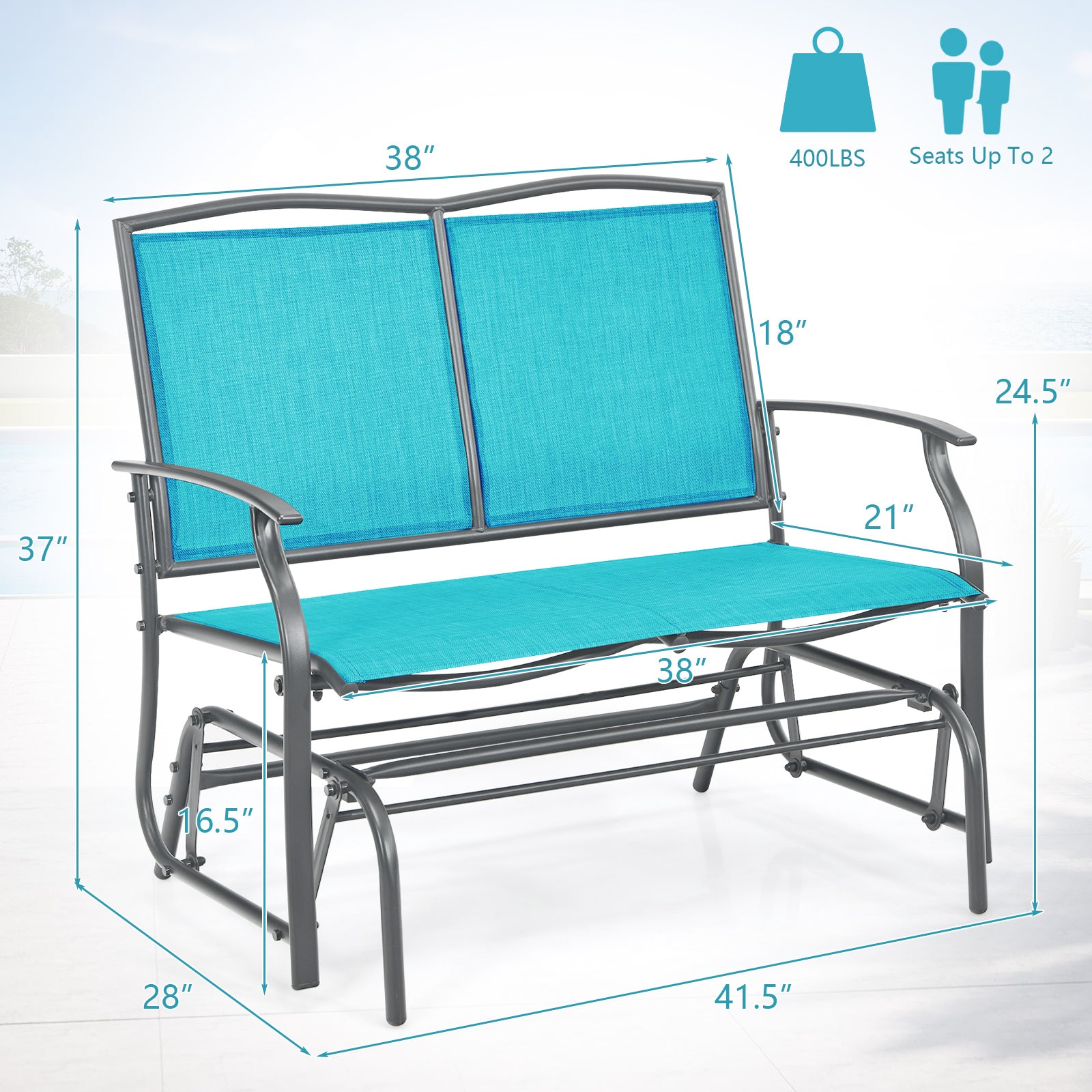 Iron Patio Rocking Chair, Turquoise Patio Rocking Chairs & Gliders at Gallery Canada