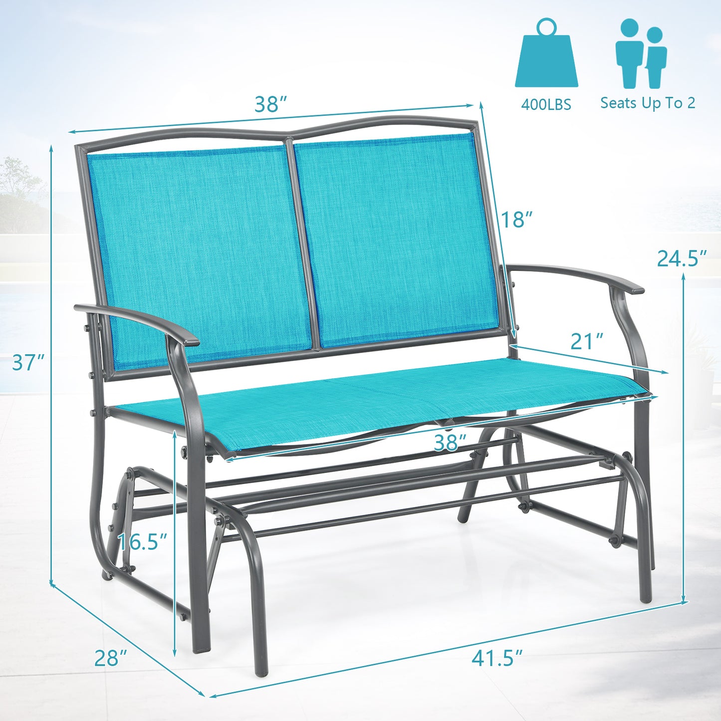 Iron Patio Rocking Chair, Turquoise Patio Rocking Chairs & Gliders at Gallery Canada