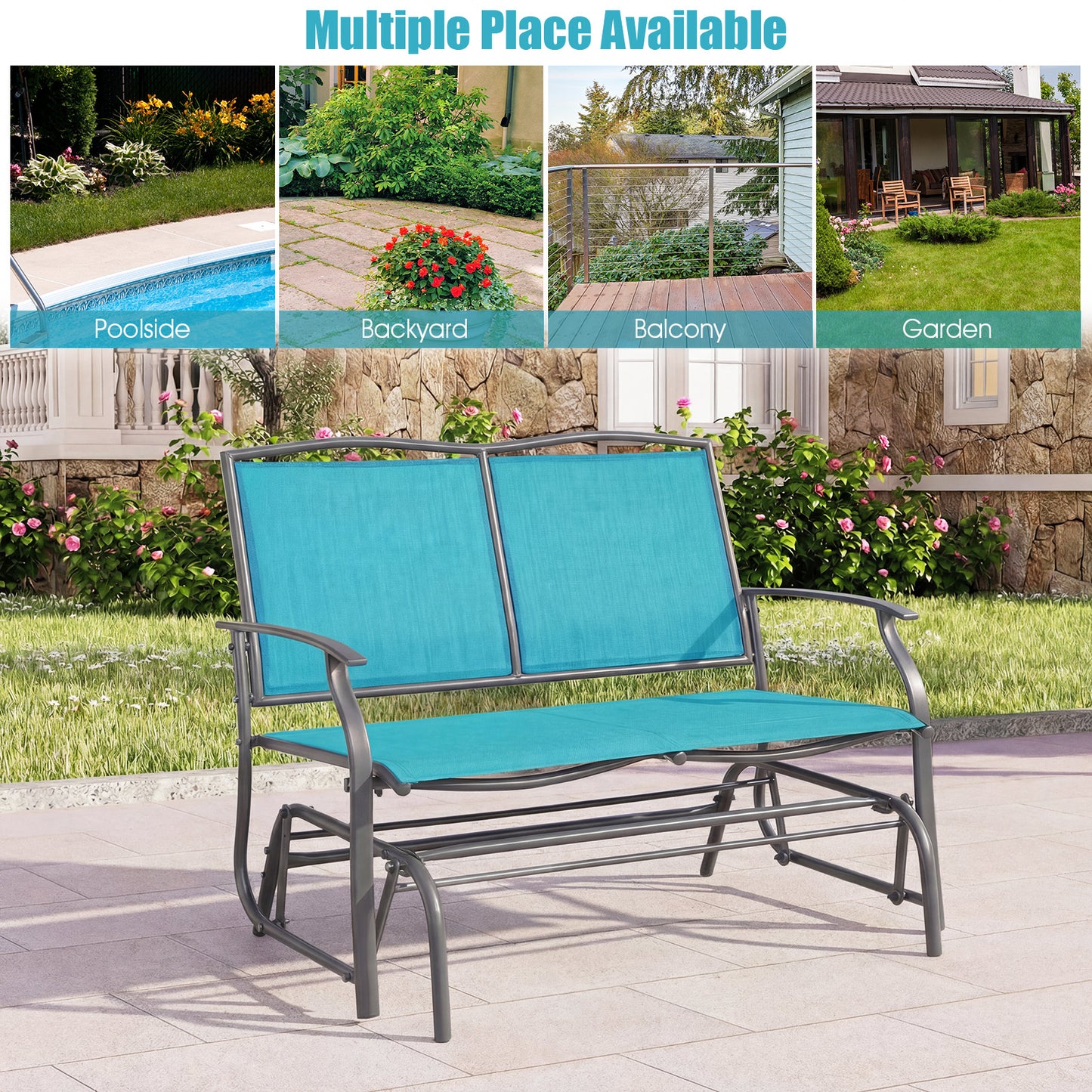 Iron Patio Rocking Chair, Turquoise Patio Rocking Chairs & Gliders at Gallery Canada