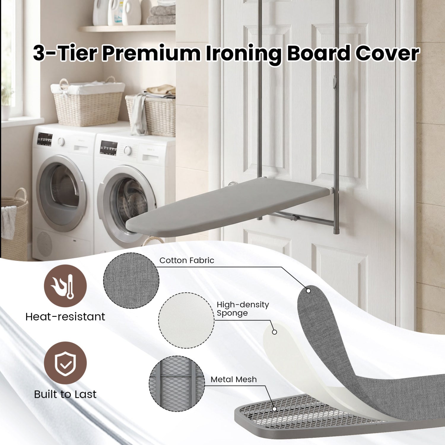 Space Saving Metal Hanging Ironing Board, Gray Dryers at Gallery Canada