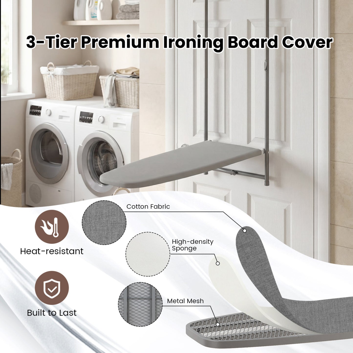 Space Saving Metal Hanging Ironing Board, Gray Dryers at Gallery Canada