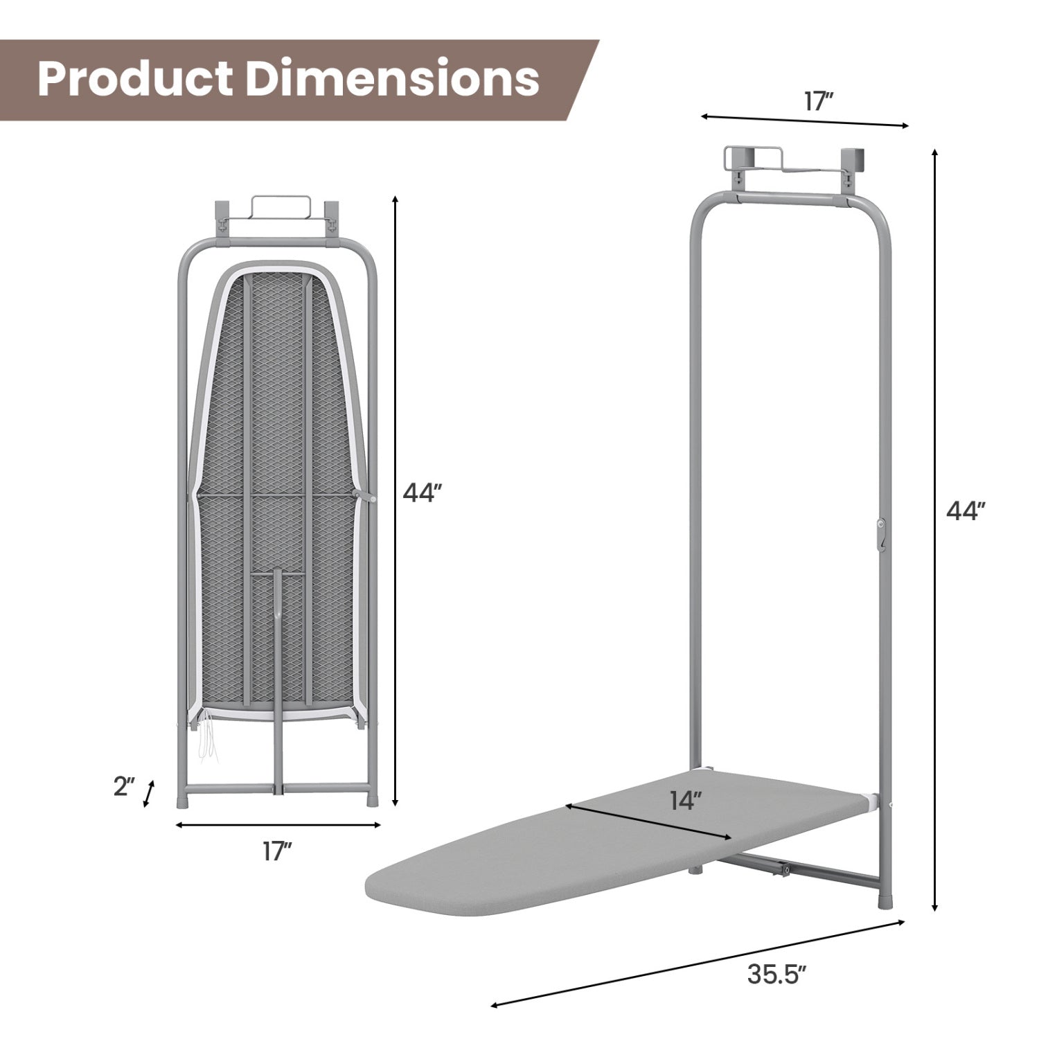 Space Saving Metal Hanging Ironing Board, Gray Dryers at Gallery Canada