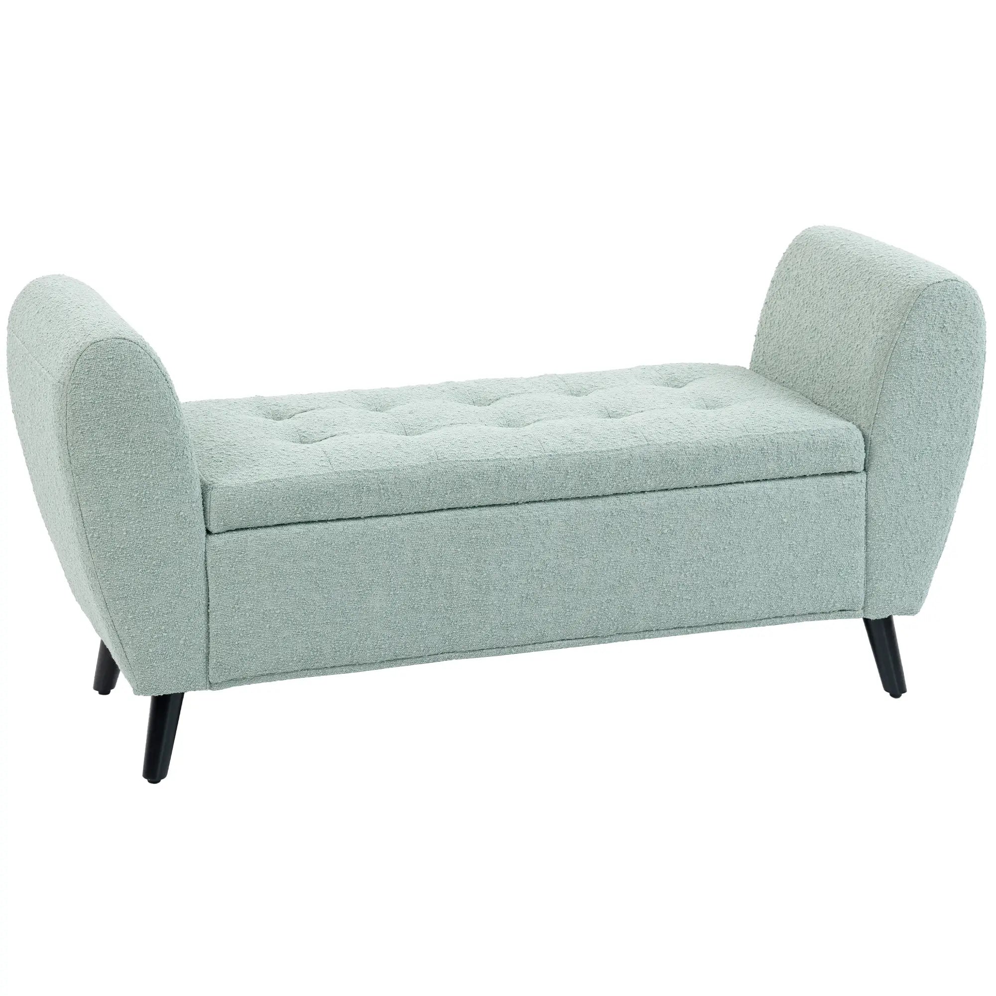 Upholstered Storage Bench with Arms, Modern Ottoman, Green Storage Ottomans & Benches Green at Gallery Canada
