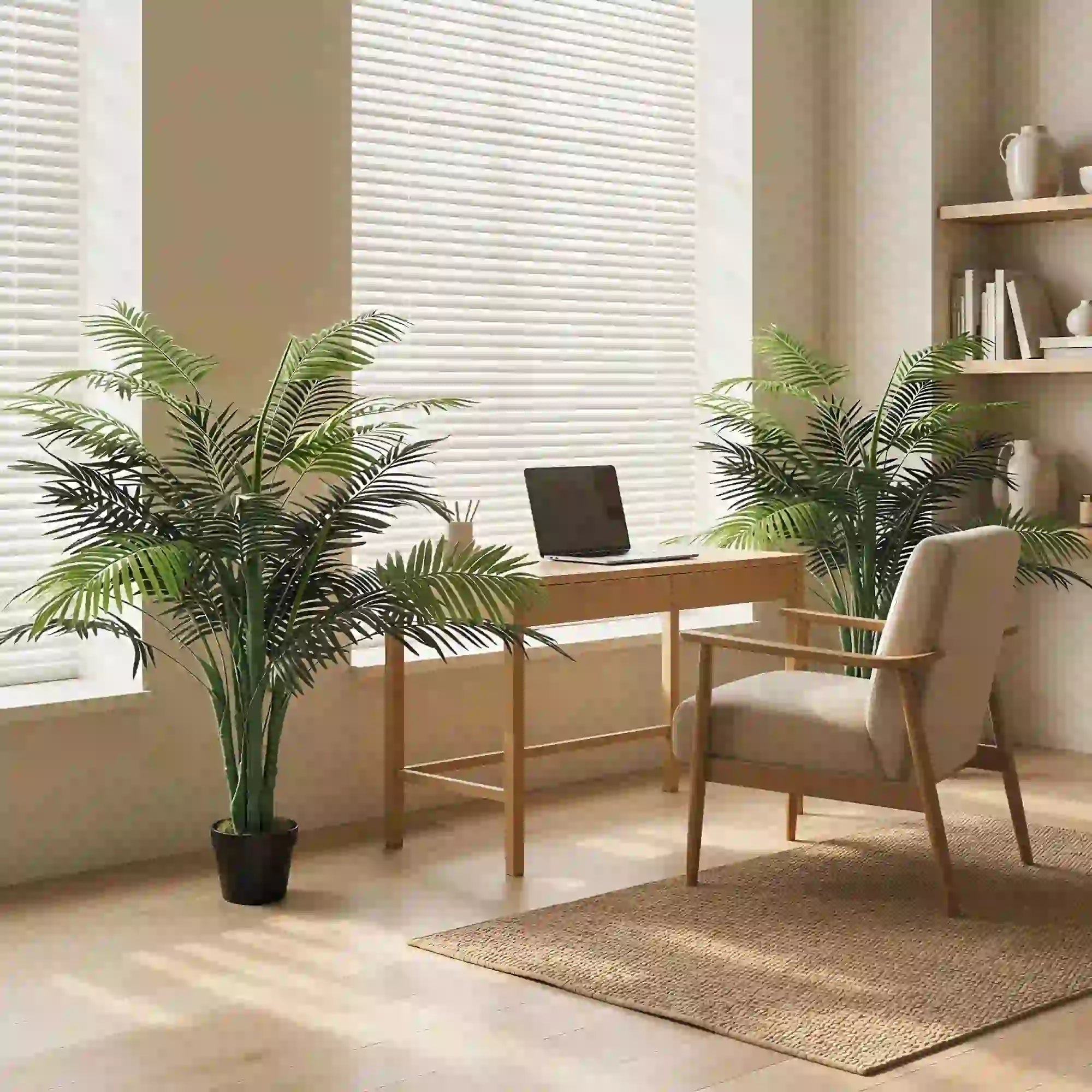 4FT Artificial Palm Tree Set Of 2, Faux Tropical Plant In Pot, Green Artificial Trees at Gallery Canada