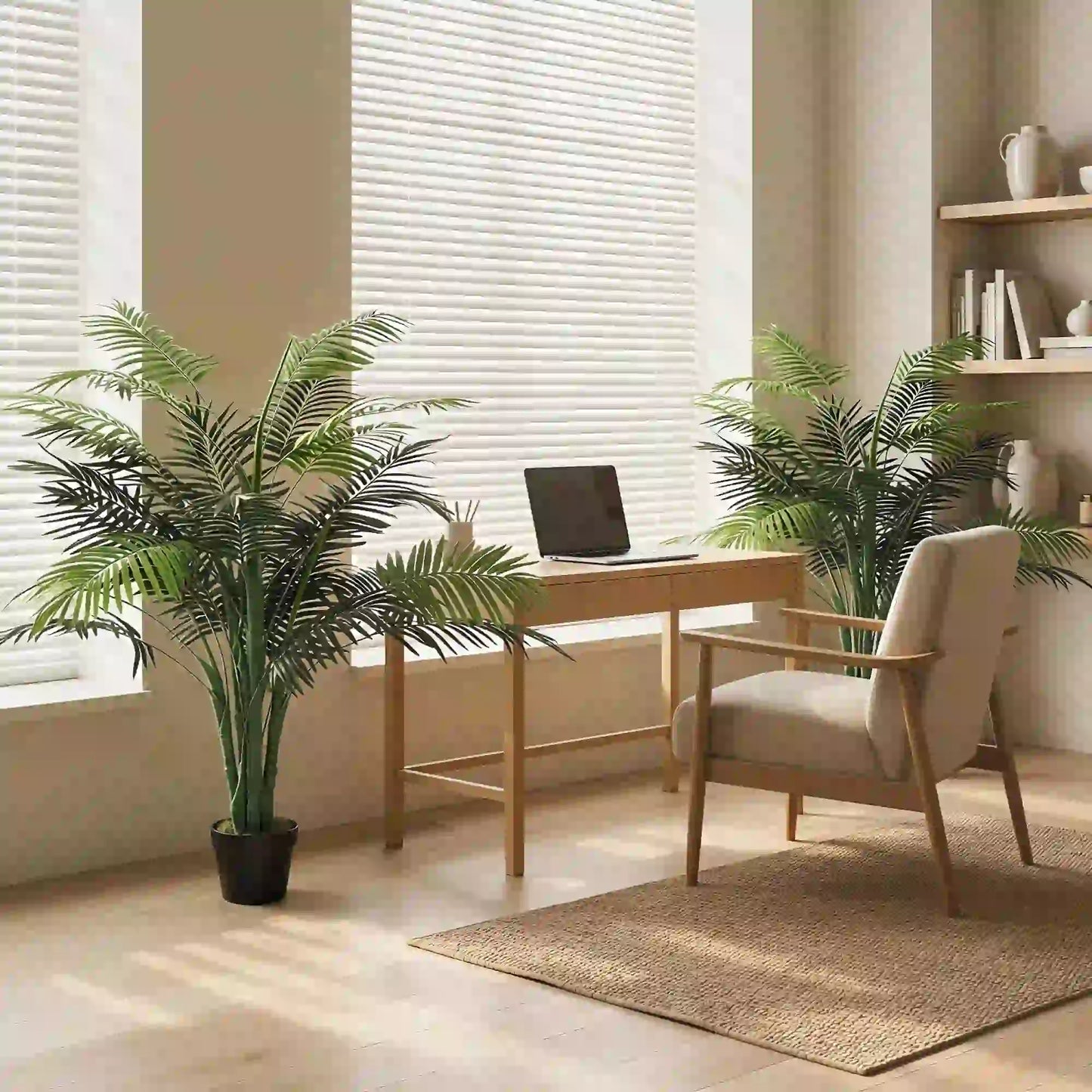 4FT Artificial Palm Tree Set Of 2, Faux Tropical Plant In Pot, Green Artificial Trees at Gallery Canada