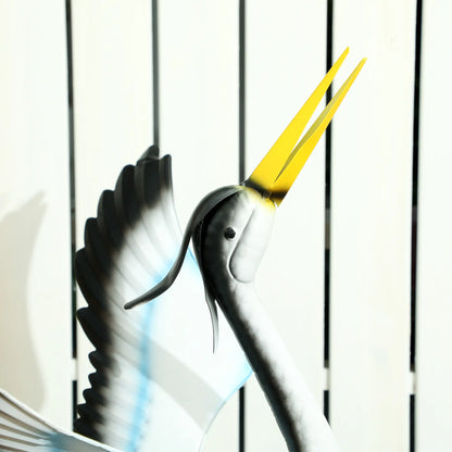 Flying Crane Garden Statue, 42.5" Steel Lawn Ornament, Mixed Colour Garden Decor at Gallery Canada