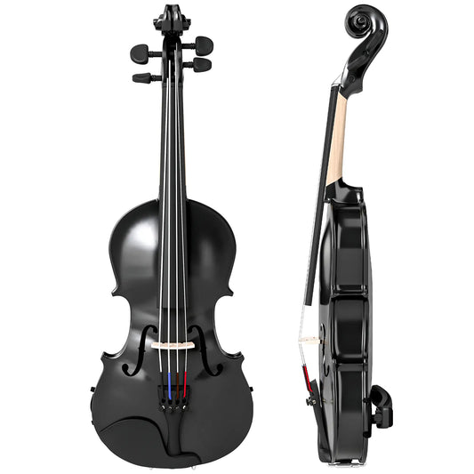 Full Size Violin, Wood Acoustic Set, Case, Rosin, Shoulder Rest, Black Electronic Musical Pianos Black at Gallery Canada