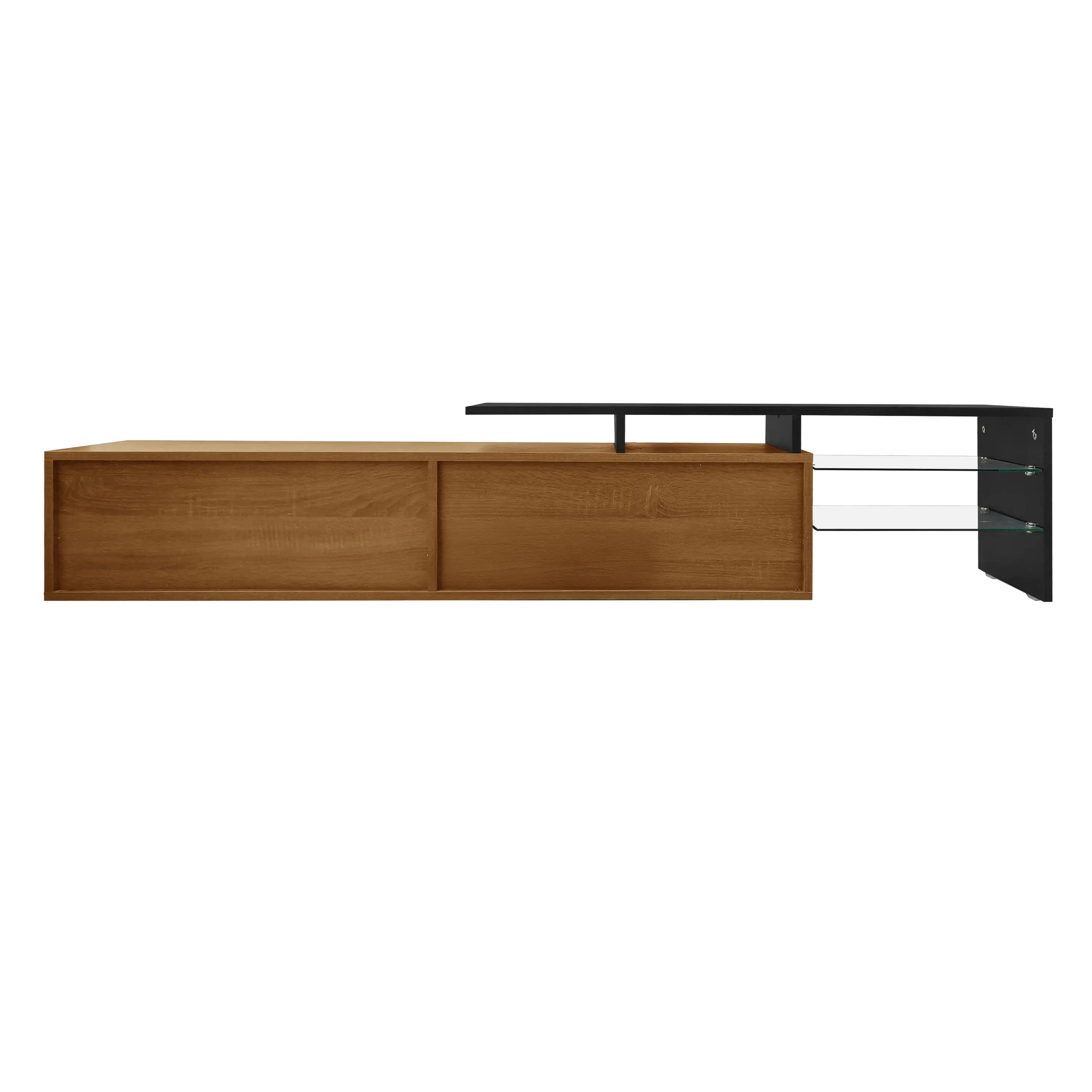 TV Stand With Glass Shelves, LED Lighting, 67