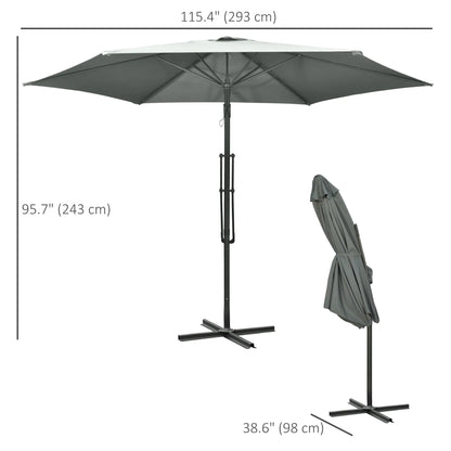 10ft Cantilever Patio Umbrella, Crank Handle, Cross Base, Dark Grey Sun Umbrellas at Gallery Canada