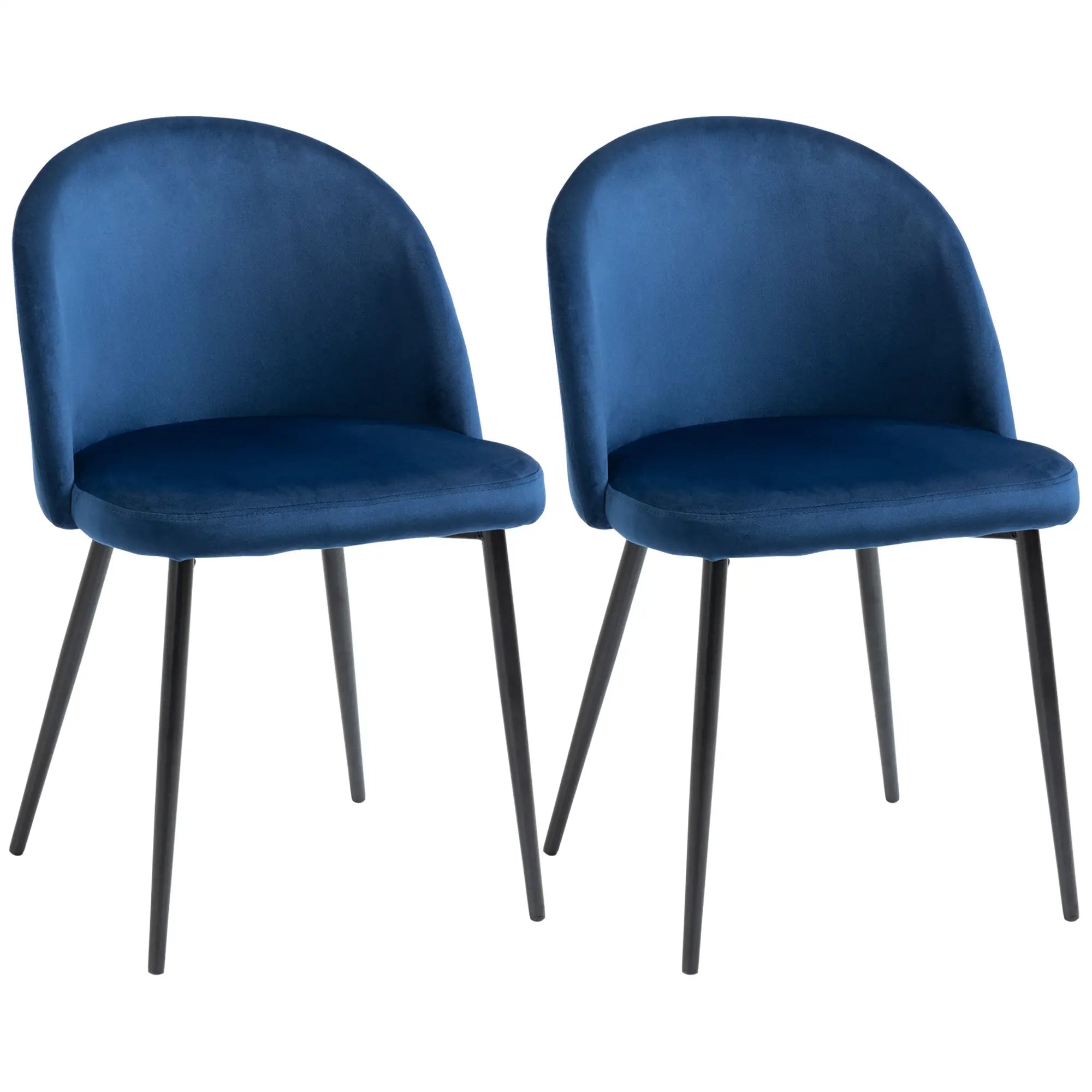 Set of 2 Mid-Back Dining Chairs, Velvet Upholstery, Dark Blue, Dark Blue Bar Stools Dark Blue at Gallery Canada