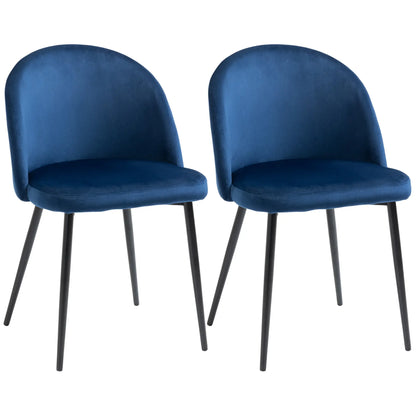 Set of 2 Mid-Back Dining Chairs, Velvet Upholstery, Dark Blue, Dark Blue Bar Stools Dark Blue at Gallery Canada
