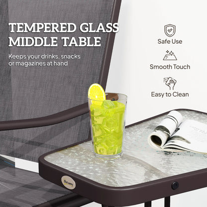 Double Glider Chair with Glass Top Table, Outdoor High Back, Grey Outdoor Gliders at Gallery Canada