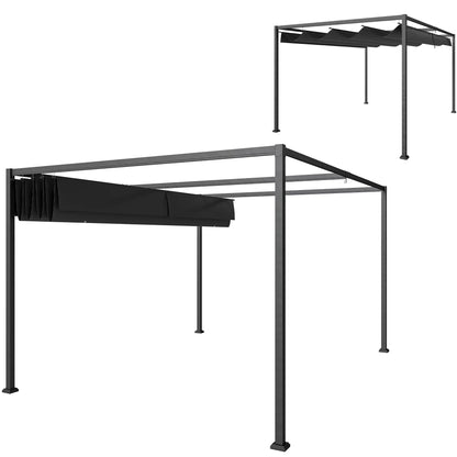 10' X 7' Patio Pergola With Retractable Canopy, Black Pergolas at Gallery Canada