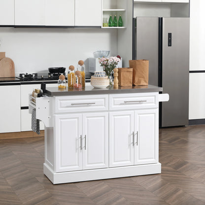 Rolling Kitchen Island with Storage, Stainless Steel Top, Drawers, Cabinets Kitchen Islands & Kitchen Carts at Gallery Canada