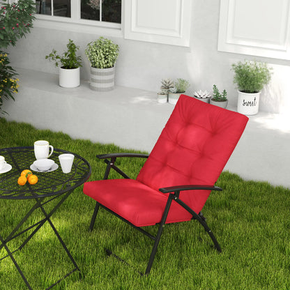 Foldable Lounge Chair, Fabric Recliner, Outdoor Lounger with Armrest, Metal Frame, Red Patio Chairs at Gallery Canada