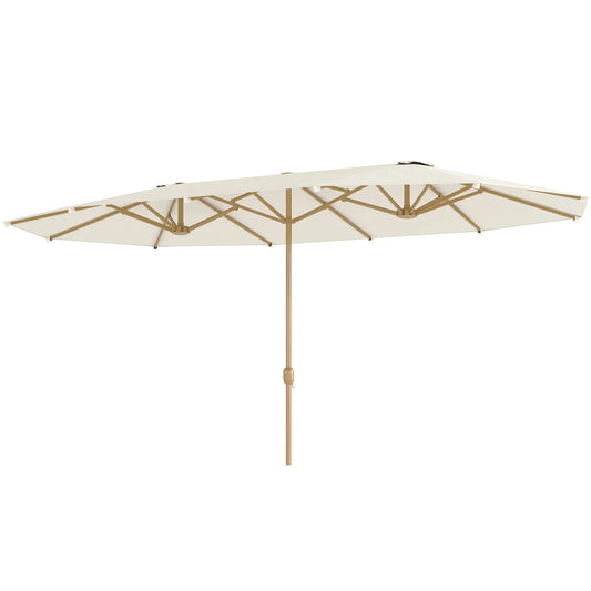 Double Garden Parasol, 179.1"W x 104.3"D, Crank, Steel Ribs, UV30+, Beige Double-sided Umbrellas Beige at Gallery Canada
