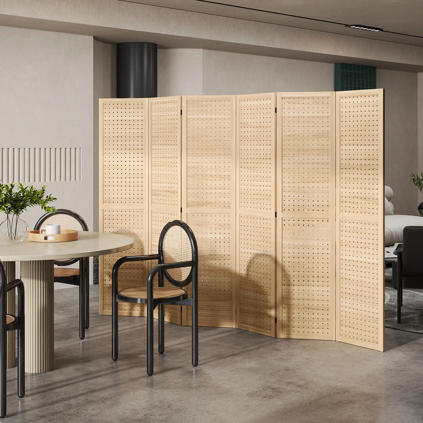 5.6 Ft. Tall 6-Panel Room Divider, Freestanding Folding Privacy Screen, Natural Room Dividers at Gallery Canada