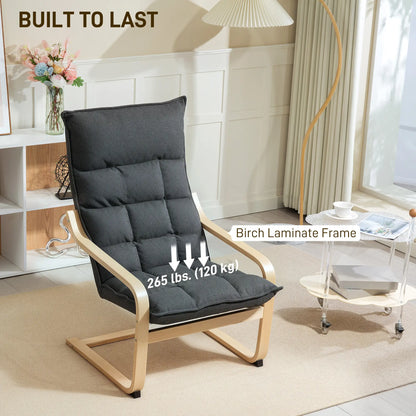 Modern Upholstered Armchair, Curved Leg, Living Room, Dark Grey Accent Chairs at Gallery Canada