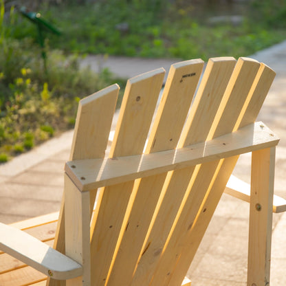 Wood Adirondack Tete-A-Tete Bench 2 Seater w/ Table, Natural Patio Chairs at Gallery Canada