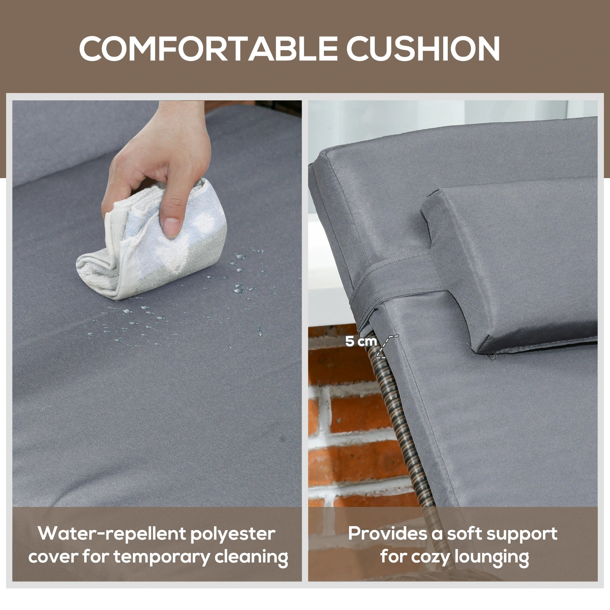 3-Piece Wicker Patio Lounger Set, PE Rattan, Brown/Dark Grey Chaise Loungers at Gallery Canada