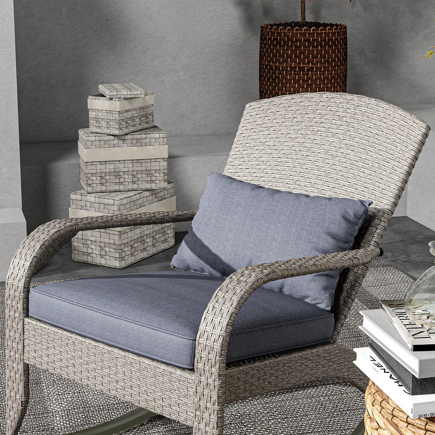Adirondack Chair, Outdoor Wicker Rocking Chair, Grey Patio Chairs at Gallery Canada