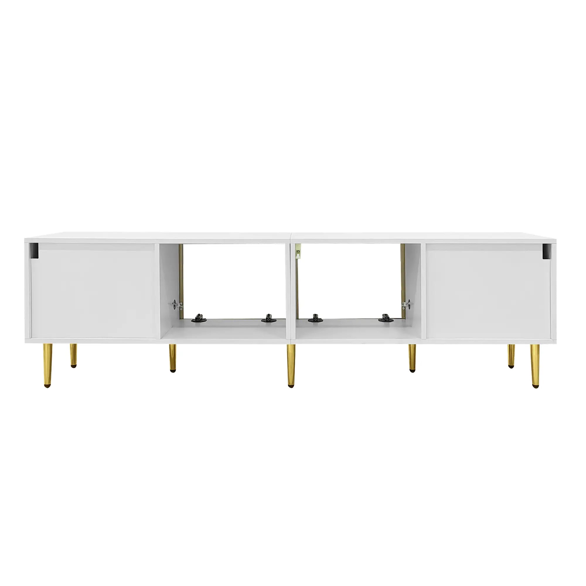 TV Stand, 4 Doors, Handles, Tempered Glass, LED Light, 67