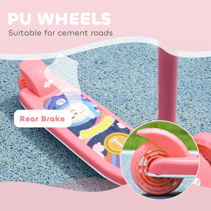 3 Wheel Kids Scooter, Adjustable Height, Rear-Fender Brake, LED Light, Pink Scooters at Gallery Canada