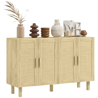 Boho Sideboard Cabinet, 4 Rattan Doors, Adjustable Shelves, Natural Storage Cabinets at Gallery Canada